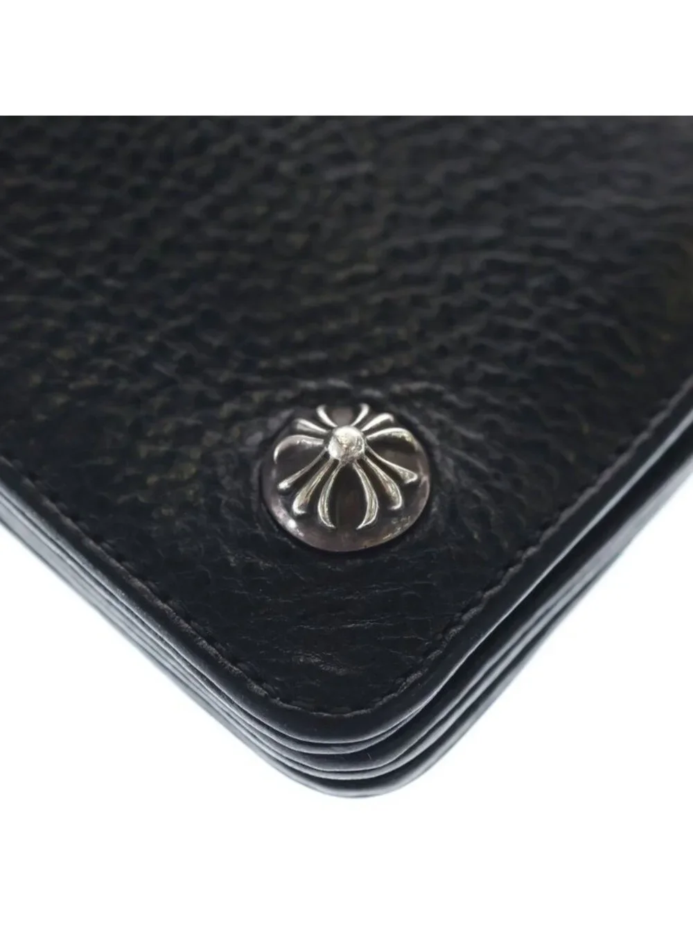 Chrome Hearts Strap Cross Ball Button Leather Wallet Black
